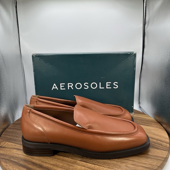 AEROSOLES Shoes - Aerosoles Percy Loafer Slip On Brown Leather Preppy Retro 90s Women's 10.5M‎